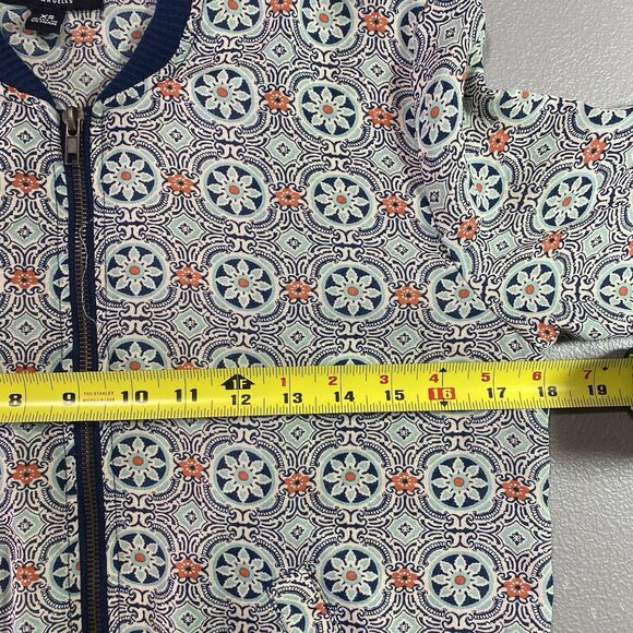 ABOUT A GIRL Jacket Lightweight Zip Floral Geometric Long Sleeve Womens XS Blue - Picture 6 of 12